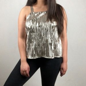 NEW Anthropologie Maeve Metallic Silver Tank top